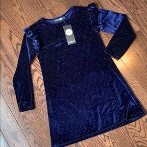 Boohoo Girls Velour Cobalt Dress 5-6 **Holiday Dress**